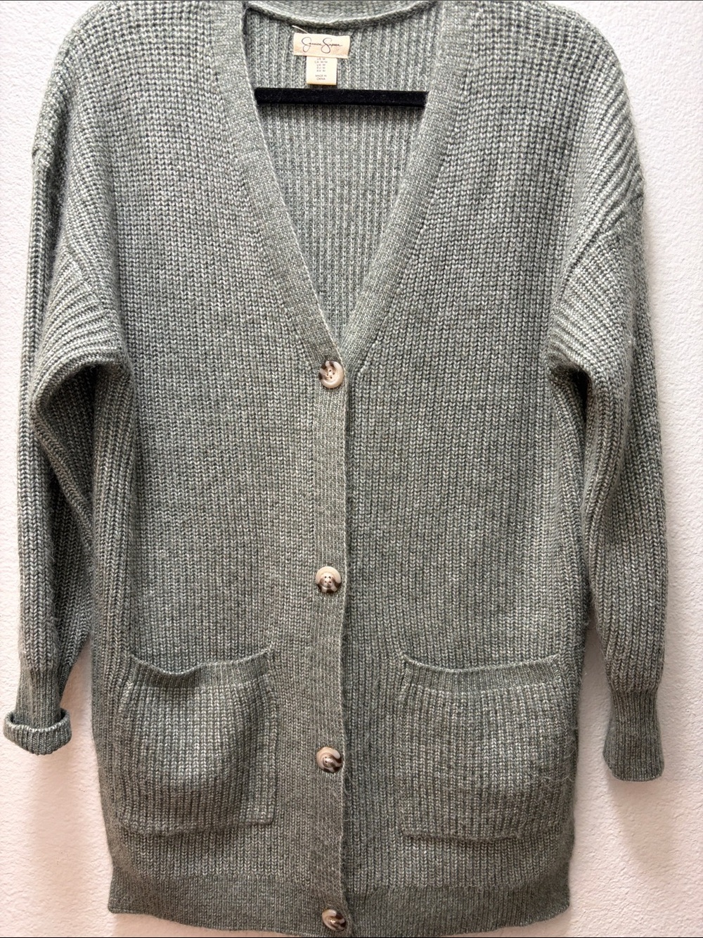 Jessica Simpson Sage Green Knit Button-Front Cardigan